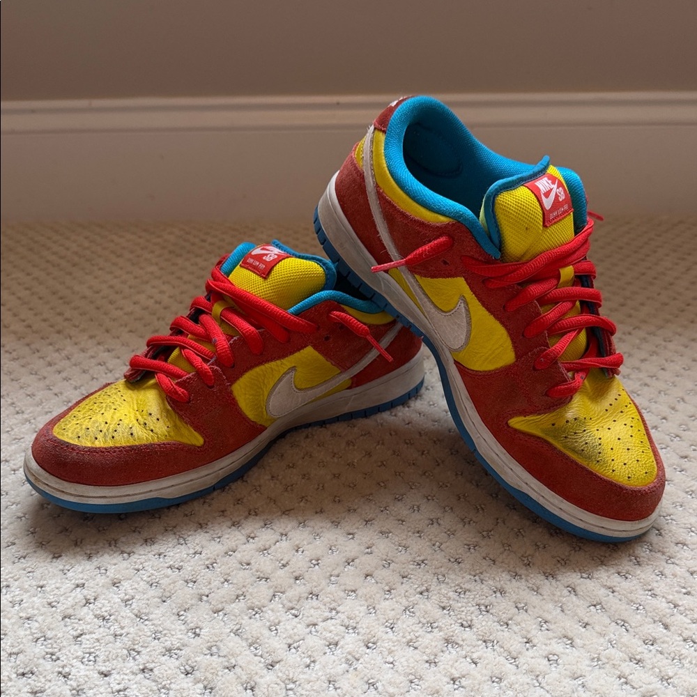 Nike Men's Dunks Bart Simpson colorway Low-Top Sneakers in Yellow, Red & Blue
